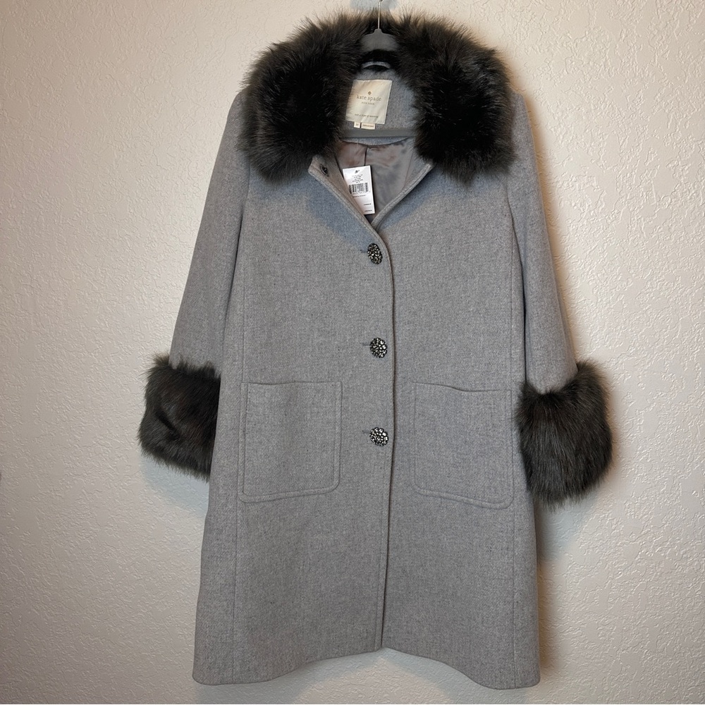 Kate Spade Faux Fur Trim “Star Bright” Coat